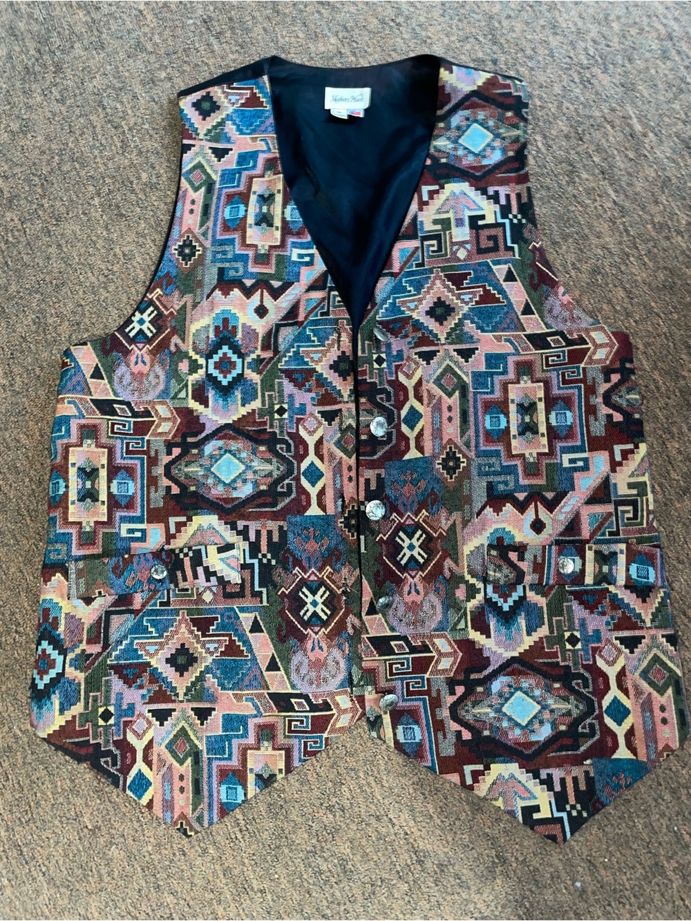 Patterned Southwestern Tapestry Vest - Multicolor